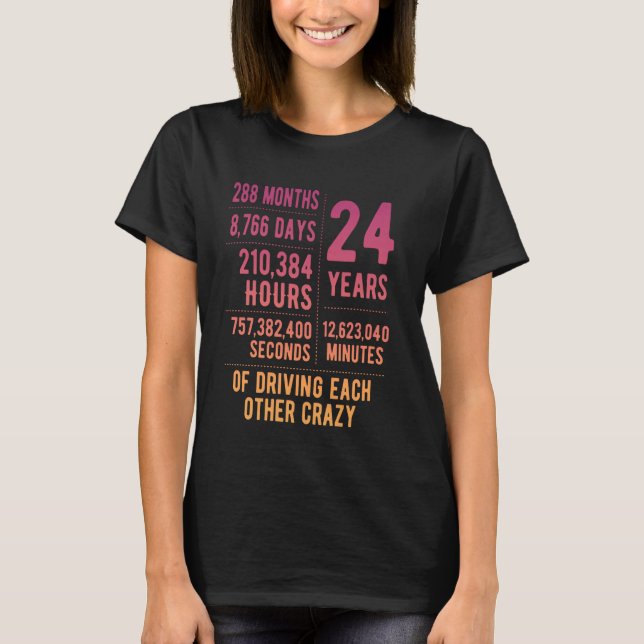 T-shirt 24 ans mariés Funny 24e anniversaire de Mariage (Devant)
