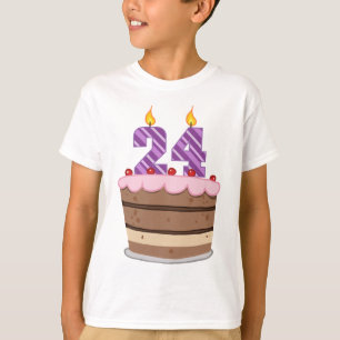 T-shirt 24 ans sur le gâteau d'anniversaire
