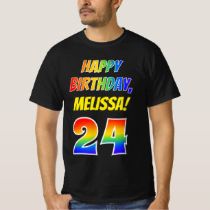 T-shirt 24e anniversaire — Bold, Fun, Rainbow 24, Nom pers