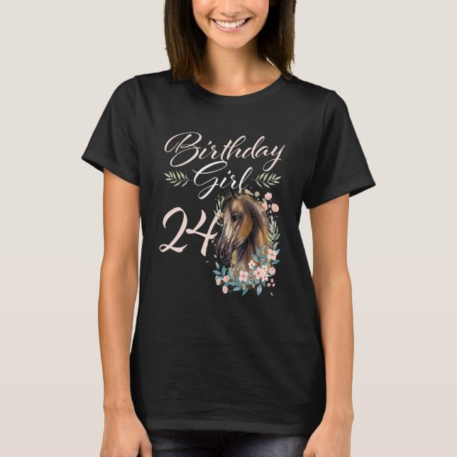 T-shirt 24e anniversaire fille Cheval 24 ans Anniversaire (Devant)