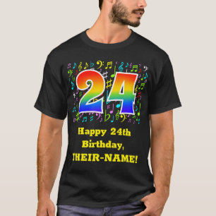 T-shirt 24e anniversaire : Symboles de musique colorée, Ar
