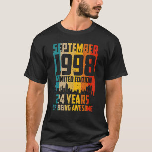 T-shirt 24e anniversaire Vintage septembre 1998 24 ans