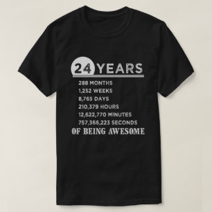 T-shirt 24ème Chemise d'anniversaire 24 cadeaux