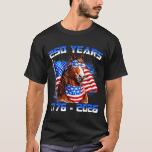 T-shirt 250 années Amérique 1776 2026 Cheval Drapeau USA 2