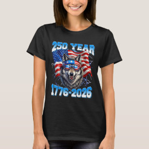 T-shirt 250 ans américain 1776 2026 250e Loup Patriotique