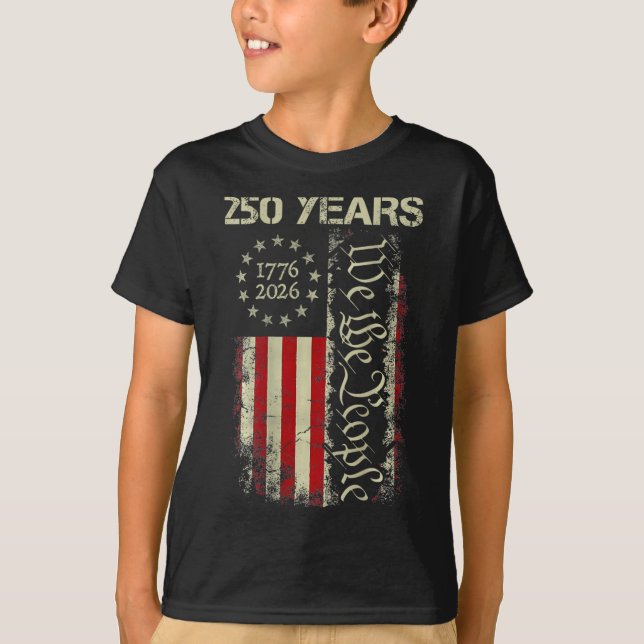 T-shirt 250 Ans Amérique 1776 2026 Nous Le Peuple Drapeau  (Devant)