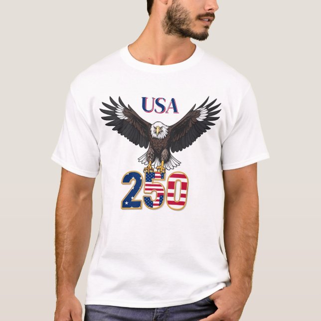 T-shirt 250 Ans Anniversaire USA Aigle Américain (Devant)