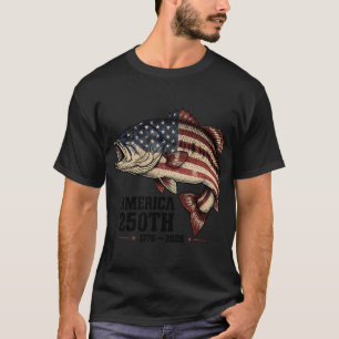 T-shirt 250 Ans d'Amérique 1776 2026 Pêche Drapeau USA 250