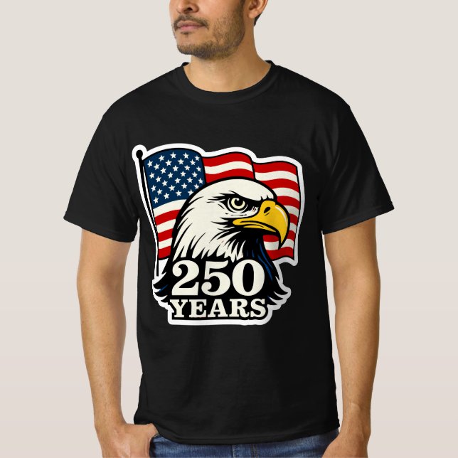 T-shirt 250 ans de conception d'aigle et de drapeau patrio (Devant)