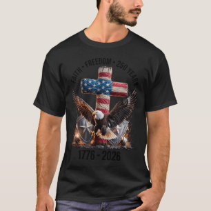 T-shirt 250 Ans de Liberté avec Croix 1776-2026 États-Unis