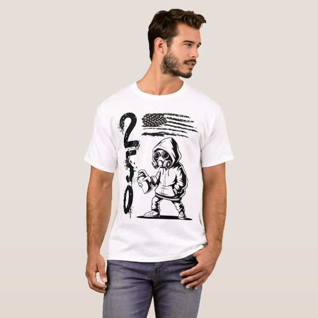 T-shirt 250 Ans de Liberté Funny Eagle 4 Juillet 2026  (Devant entier)