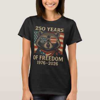 T-shirt 250 Ans De Liberté Raccoon USA Drapeau Lunettes de