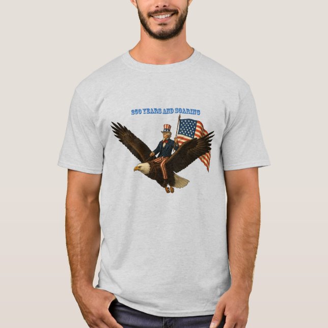 T-shirt 250 Ans, Oncle Sam et drapeau américain (Devant)