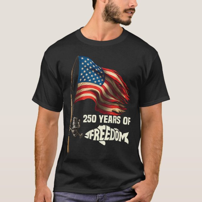 T-shirt 250 Ans Pêche Drapeau Américain Pêcheur (Devant)