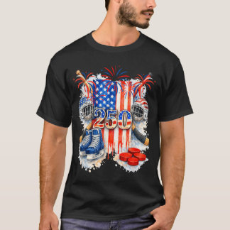 T-shirt 250 Fière Indépendance 4 juillet Costume Hockey su