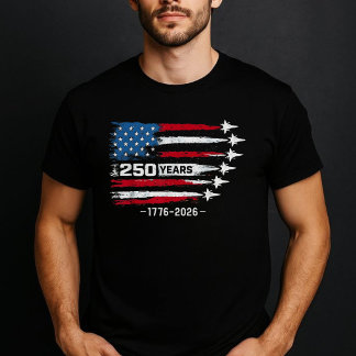 T-shirt 250 Years USA Jets Patriotic Red White Blue