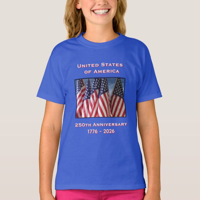 T-shirt 250e anniversaire USA Patriotic Blue Kids (Devant)