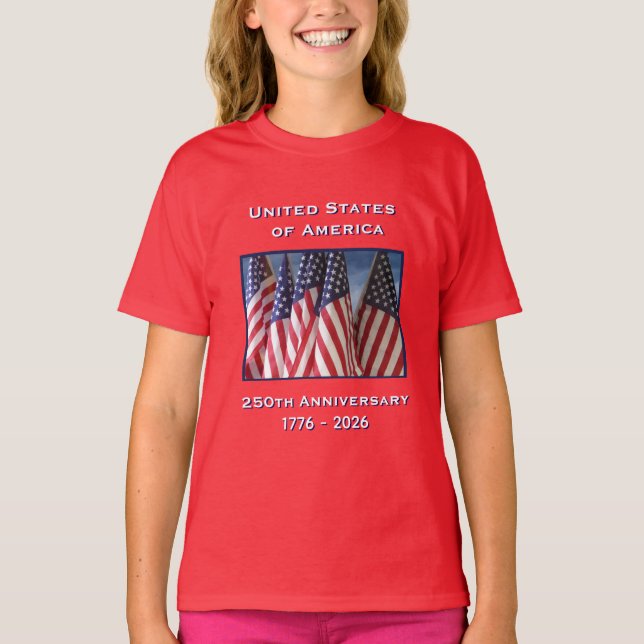 T-shirt 250e anniversaire USA Patriotic Red Kids (Devant)