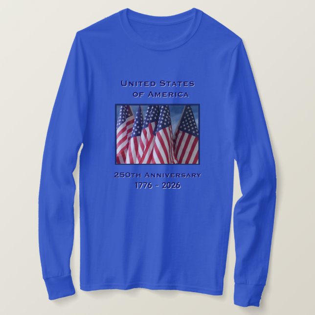 T-shirt 250e anniversaire USA Patriotique long manches (Design devant)