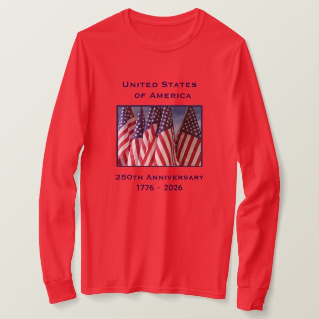 T-shirt 250e anniversaire USA Patriotique long manches (Design devant)