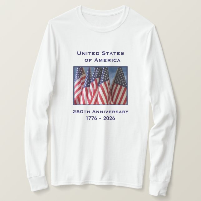T-shirt 250e anniversaire USA Patriotique long manches (Design devant)