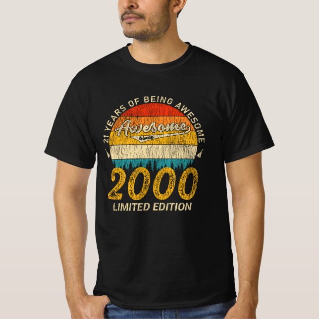 T-shirt 25 Ans 2000 Retro Awesome 25e anniversaire Cadeau (Devant)