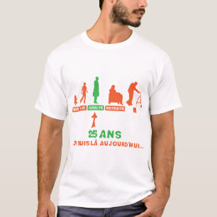 T-shirt 25 ans anniversaire evolution retraite adulte bebe