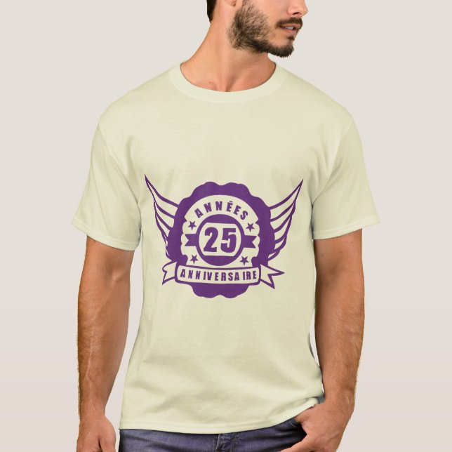 T-shirt 25 ans anniversaire fanion banderole aille 402 (Devant)