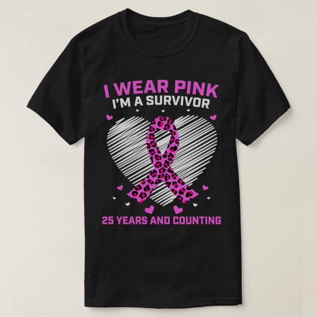 T-shirt 25 ans Cancer Free Pink Cheetah Breast Cancer Su (Design devant)