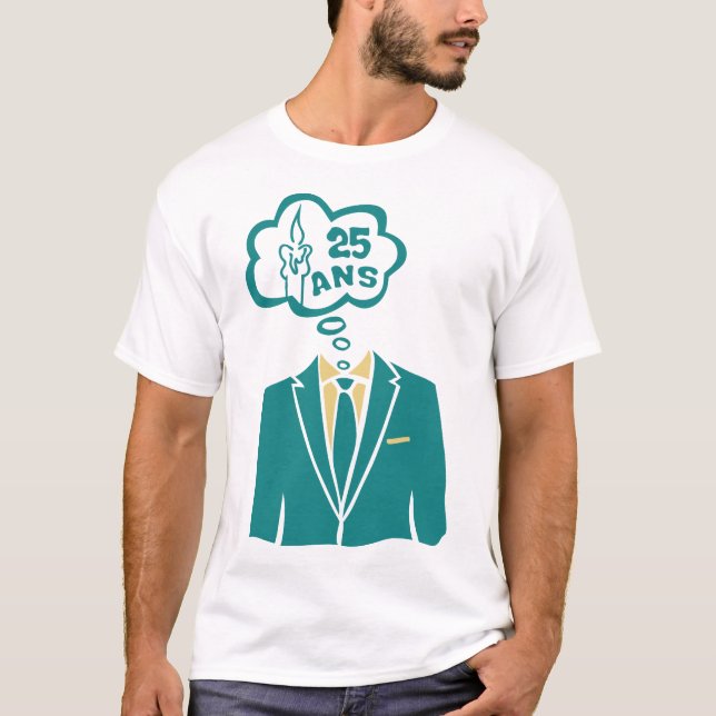 T-shirt 25 ans costume cravate anniversaire bulle bougie (Devant)