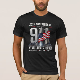 T-shirt 25e anniversaire du 11 septembre Ne jamais oublier