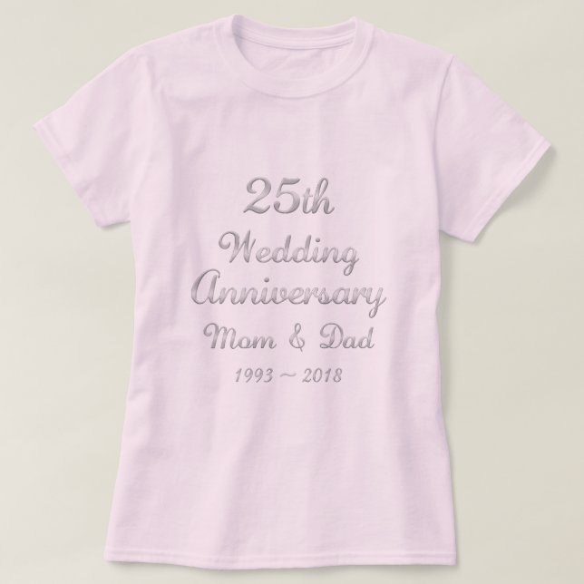 T-shirt 25e anniversaire du Mariage Parents Typographie d' (Design devant)