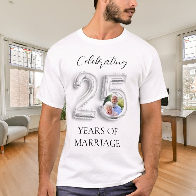 T-shirt 25e anniversaire du mariage photo argent (Créateur téléchargé)