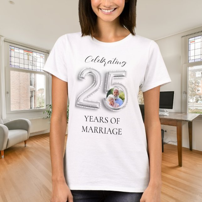 T-shirt 25e anniversaire du mariage photo argent (Créateur téléchargé)