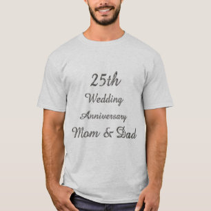T-shirt 25e anniversaire Mariage de la typographie argenté