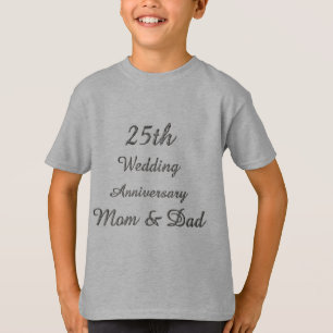 T-shirt 25e anniversaire Mariage de la typographie argenté