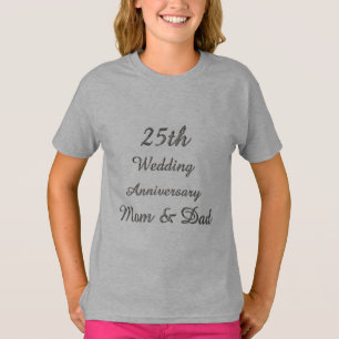 T-shirt 25e anniversaire Mariage de la typographie argenté