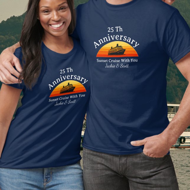 T-shirt 25e anniversaire Sunset Cruise personnalise T-Shir (personalize front and back of design)