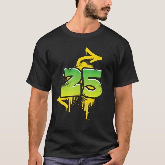 T-shirt 25e Birthday Present Men Women Cool Spray Hiphop (Devant)