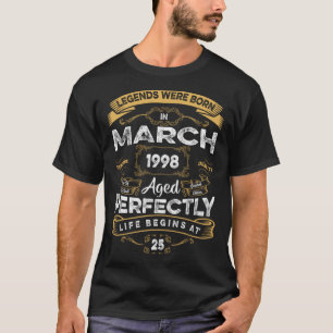 T-shirt 25ème Anniversaire Légendes Sont Nées En Mars 1998