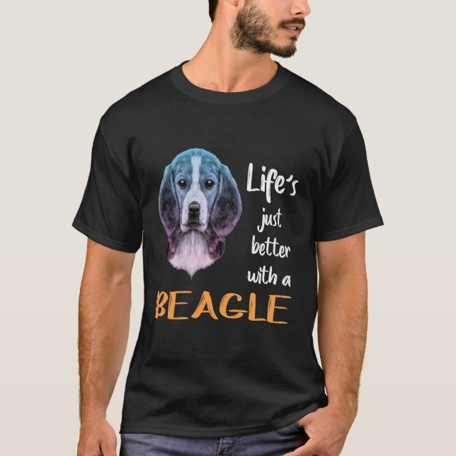 T-shirt 265 Vie Juste Mieux Avec Un Beagle (Devant)