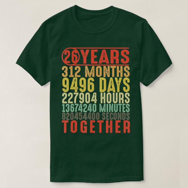 T-shirt 26 Année 26e anniversaire Mariage Cadeaux pour ell (Design devant)