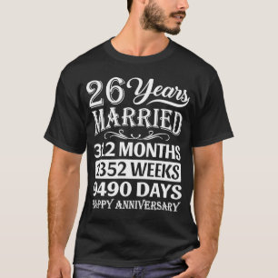 T-shirt 26 ans de mariage heureux 26ème anniversaire de Ma