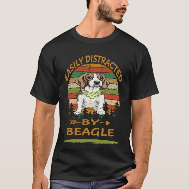 T-shirt 26 Facilement Distrait Par Beagle (Devant)