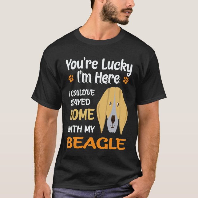 T-shirt 26 Reste à la maison avec mon Beagle (Devant)