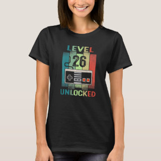 T-shirt 26e Anniversaire Niveau 26 Jeu vidéo déverrouillé 