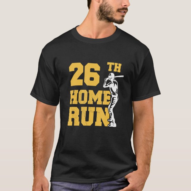 T-shirt 26e home Run Baseball 26e anniversaire 26 ans (Devant)