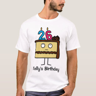 T-shirt 26ème Gâteau d'anniversaire avec des bougies