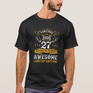 T-shirt 27 Ans 27E Anniversaire Vintage 1995 Limited Ed