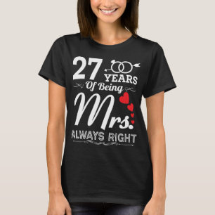 T-shirt 27 Ans d'être Madame La 27e Mariage Anniversa